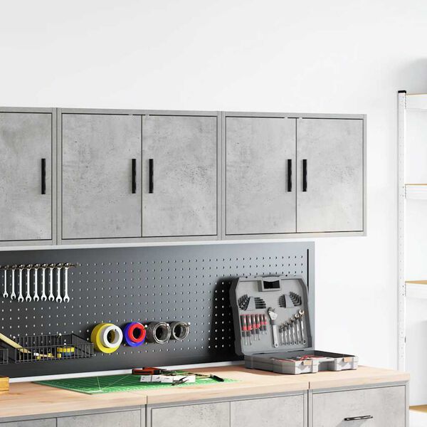 vidaXL Armoires murales de garage 2 pcs gris b&eacute;ton bois d'ing&eacute;nierie