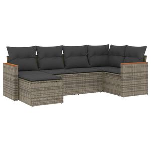 vidaXL Salon de jardin 6 pcs avec coussins gris r&eacute;sine tress&eacute;e