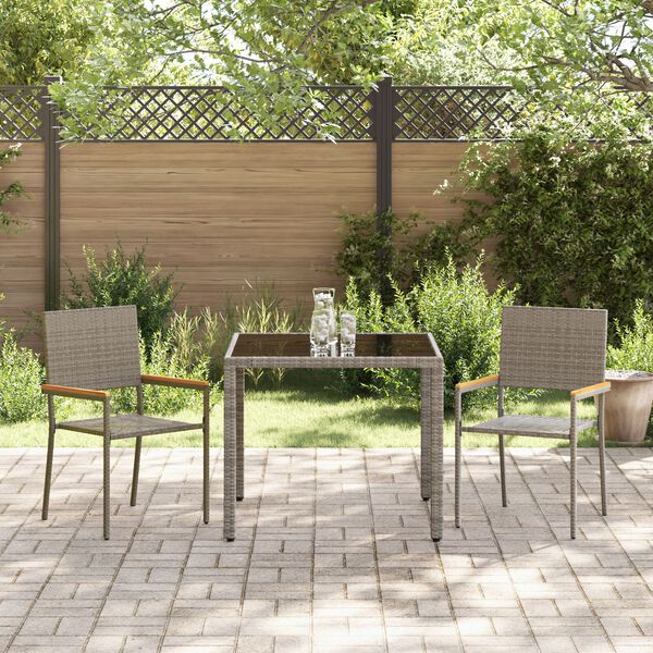 vidaXL Ensemble de salle à manger pour jardin 3 pcs Gris polyrotin
