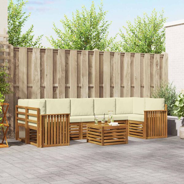 vidaXL Ensemble de canap&eacute;s d'ext&eacute;rieur 8 pcs Naturel et Cr&egrave;me