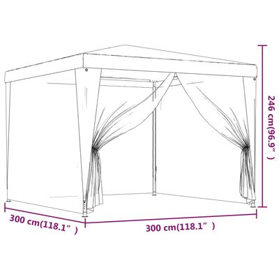 vidaXL Tente de fête avec 4 parois latérales en maille Anthracite 3x3m