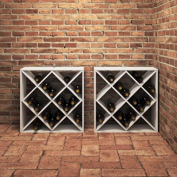 vidaXL &Eacute;tag&egrave;re &agrave; vin 2 pcs Blanc 62 x 25 x 62 cm Pin massif