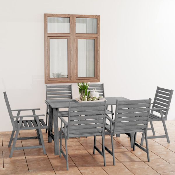 vidaXL Ensemble &agrave; manger de jardin 7 pcs Gris Bois d'acacia massif