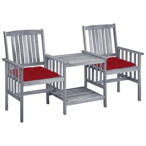 vidaXL Chaises de jardin avec table &agrave; th&eacute; et coussins Acacia solide