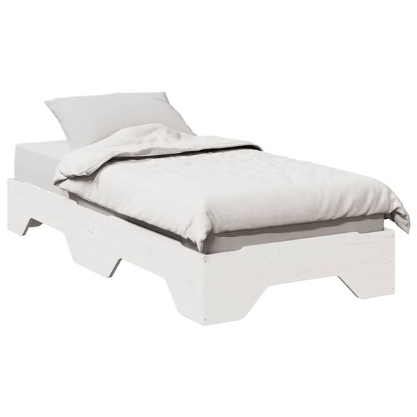 vidaXL Cadre de lit sans matelas empilable blanc 100x200cm bois massif