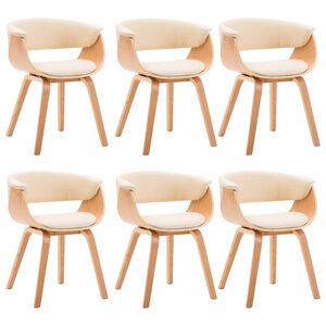 vidaXL Chaises &agrave; manger lot de 6 cr&egrave;me bois courb&eacute; et similicuir