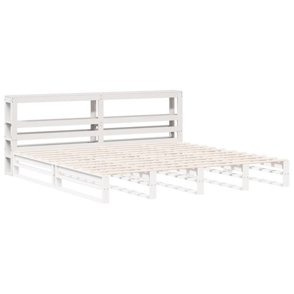 vidaXL T&ecirc;te de lit avec &eacute;tag&egrave;res blanc 180 cm bois massif de pin
