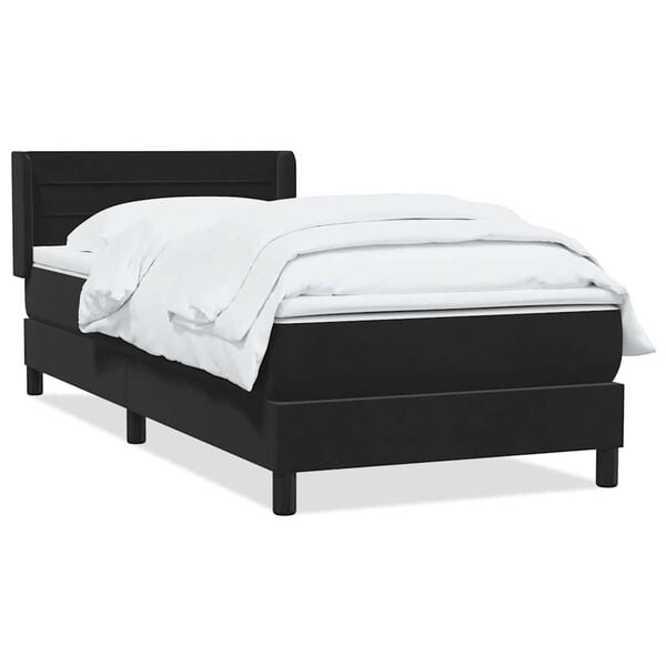 vidaXL Sommier &agrave; lattes de lit avec matelas noir 90x210 cm velours