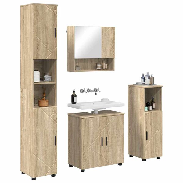vidaXL Ensemble de mobilier de salle de bain 4 pcs Ch&ecirc;ne Sonoma