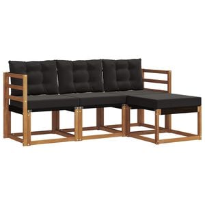 vidaXL Ensemble de canap&eacute;s d'ext&eacute;rieur 4 pc Naturel et Noir