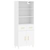 vidaXL Buffet haut Blanc 69,5x34x180 cm Bois d'ing&eacute;nierie