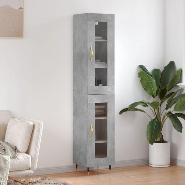 vidaXL Buffet haut Gris b&eacute;ton 34,5x34x180 cm Bois d'ing&eacute;nierie