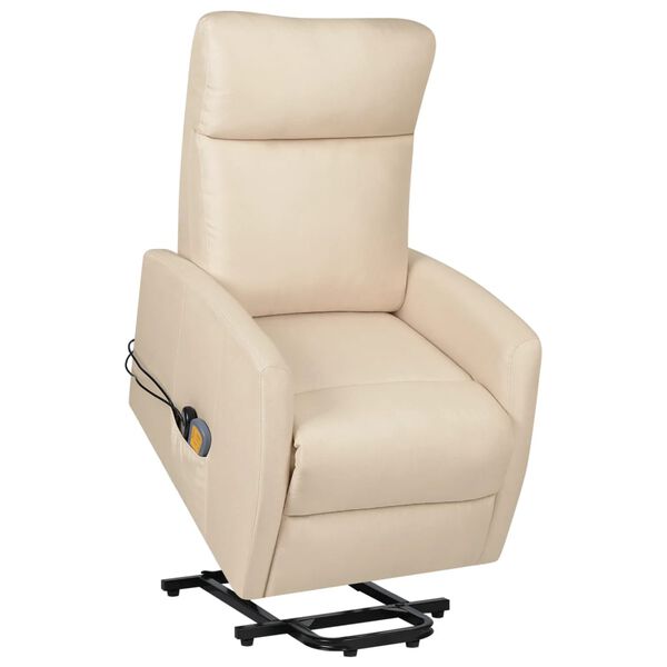 vidaXL Fauteuil de massage Crème Tissu