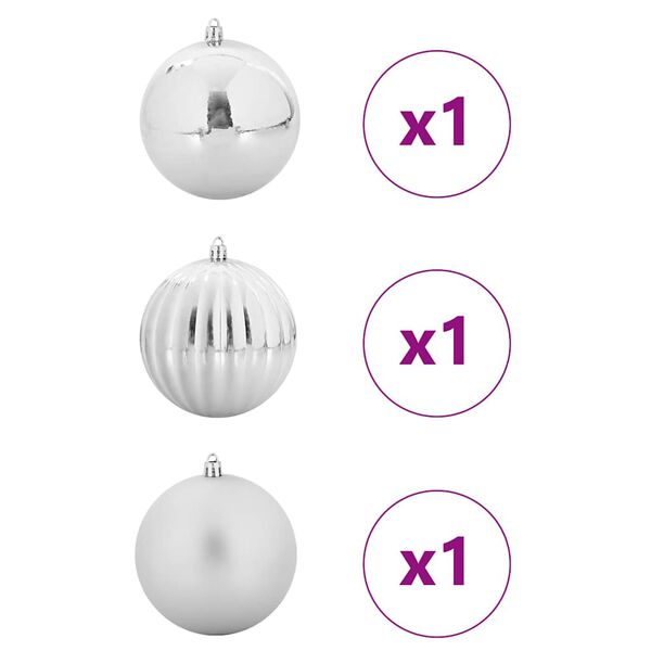 vidaXL Ensemble de Boules de Noël 3 pcs Argent Plastique