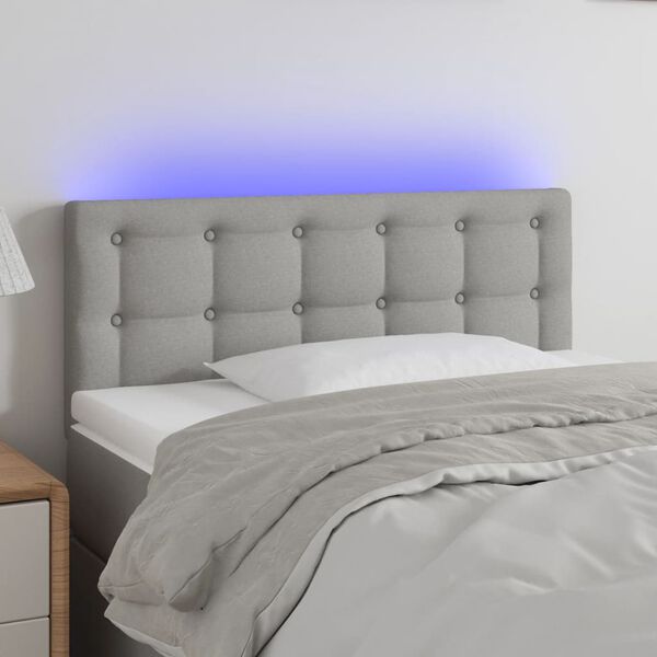 vidaXL T&ecirc;te de lit &agrave; LED Gris clair 100x5x78/88 cm Tissu