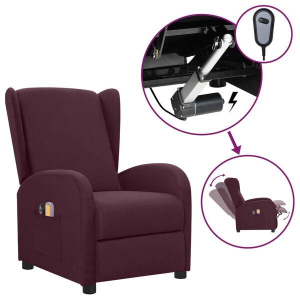 vidaXL Fauteuil électrique de massage Violet Tissu