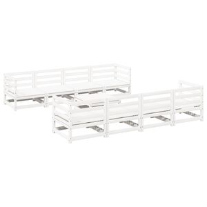 vidaXL Salon de jardin 9 pcs blanc bois de pin massif