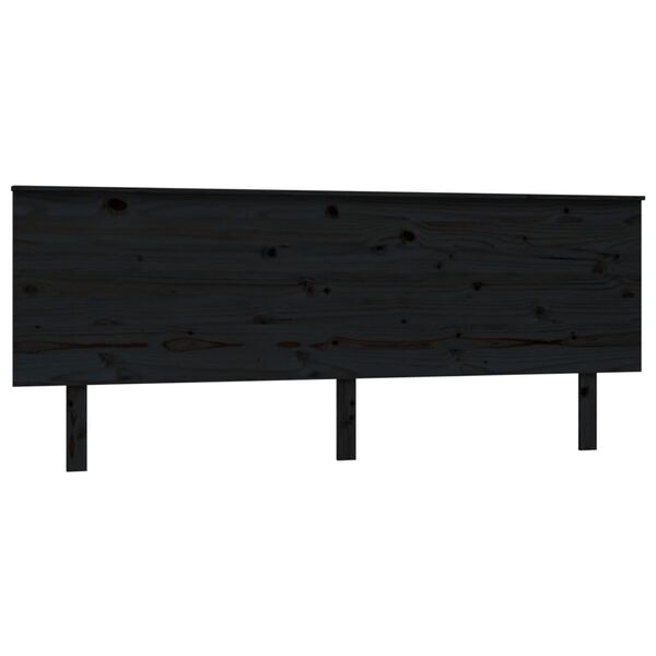 vidaXL T&ecirc;te de lit Noir 204x6x82,5 cm Bois massif de pin