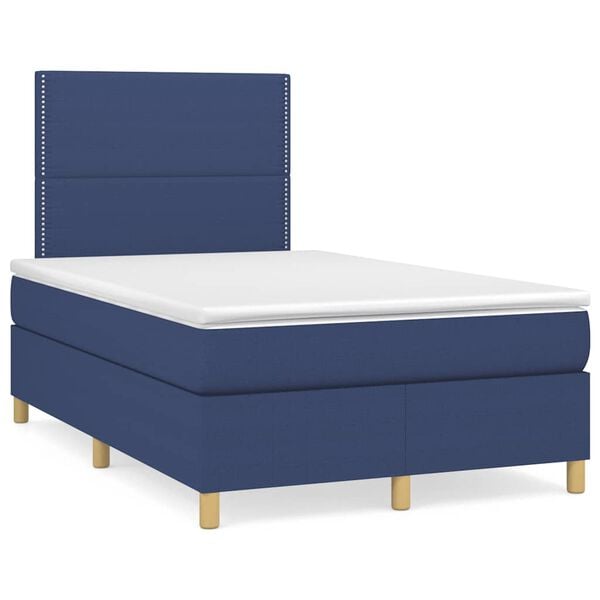 vidaXL Sommier &agrave; lattes de lit avec matelas bleu 120x190 cm tissu