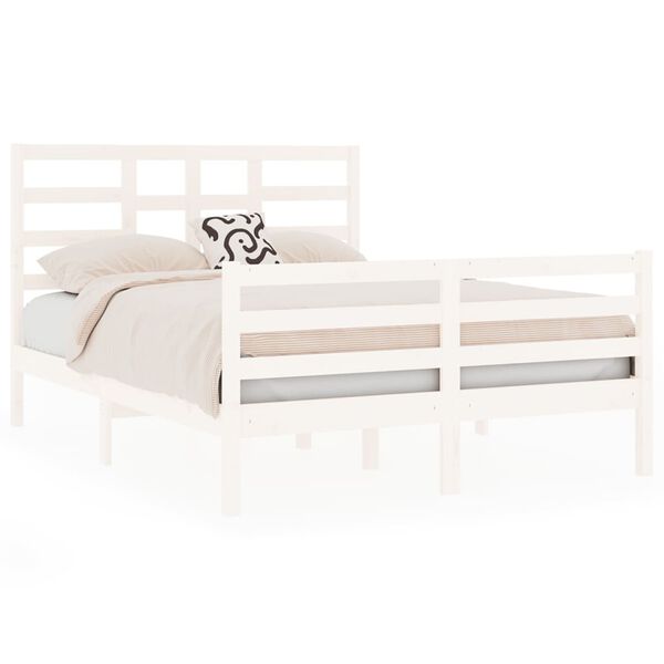 vidaXL Cadre de lit sans matelas blanc bois massif 135x190 cm