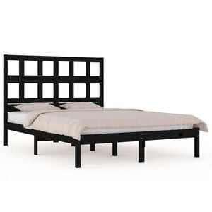 vidaXL Cadre de lit sans matelas noir 140x190 cm bois de pin massif