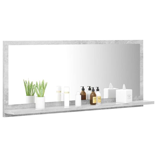 vidaXL Miroir de salle de bain Gris béton 90x10,5x37 cm Aggloméré