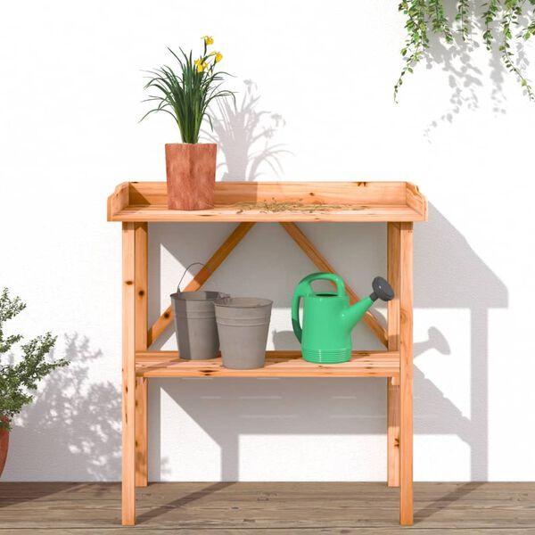 vidaXL Table à plantes avec étagère marron 78x38x82,5 cm bois de sapin