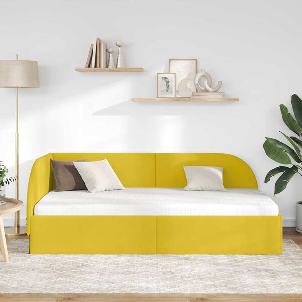 vidaXL Cadre de lit d'angle avec t&ecirc;te de lit Jaune 90 cm x 200 cm