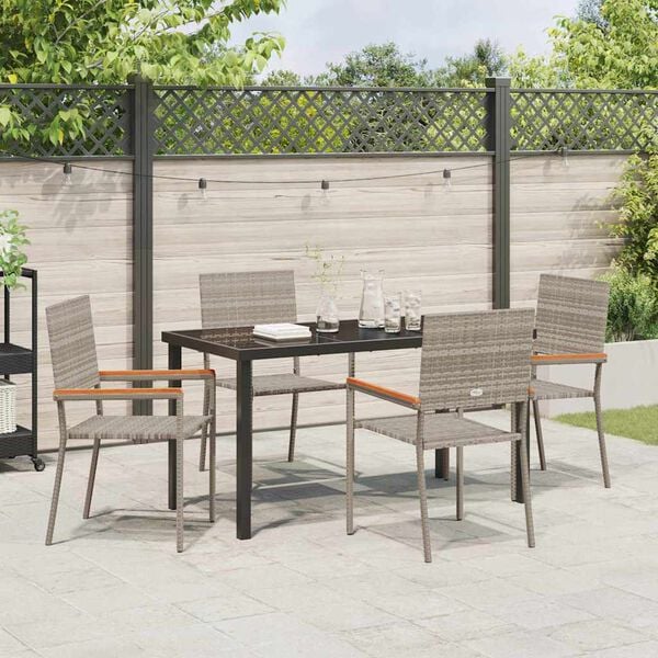 vidaXL Ensemble de salle &agrave; manger pour jardin 5 pcs Gris polyrotin