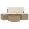 vidaXL Salon de jardin avec coussins 5 pcs beige r&eacute;sine tress&eacute;e