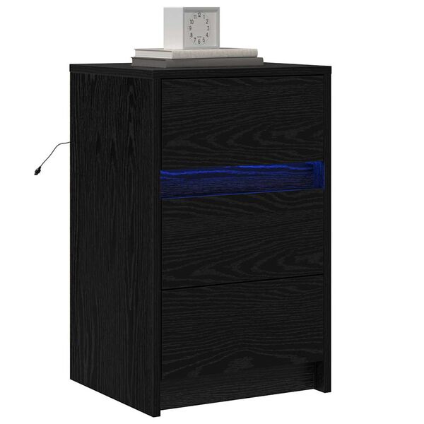 vidaXL Cabinet de chevet Ch&ecirc;ne noir 38 x 34 x 61 cm Bois d'ing&eacute;nierie