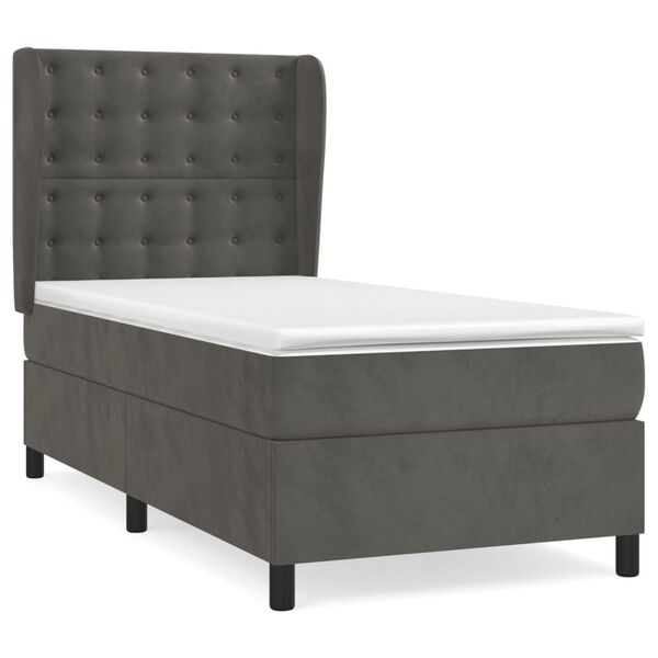 vidaXL Sommier &agrave; lattes de lit avec matelas Gris fonc&eacute; 100x200 cm