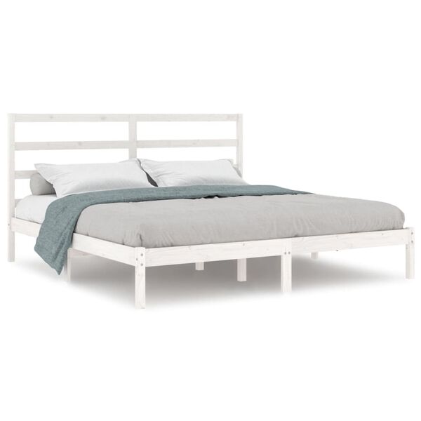 vidaXL Cadre de lit sans matelas blanc 200x200 cm bois massif de pin
