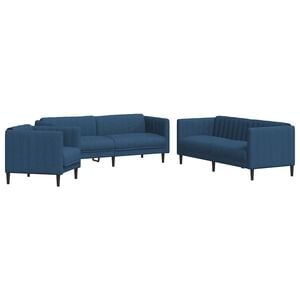 vidaXL Ensemble de canapés 3 pcs bleu tissu