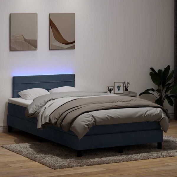 vidaXL Sommier &agrave; lattes de lit et matelas et LED gris fonc&eacute; 120x220cm velours