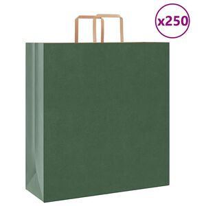 vidaXL Sacs en papier 250 pcs avec poign&eacute;es vert 45x17x48 cm