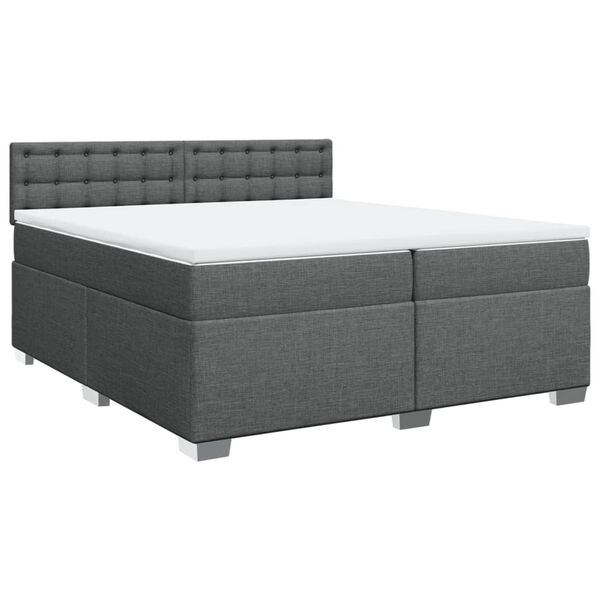 vidaXL Sommier &agrave; lattes de lit avec matelas Gris fonc&eacute; 200x200cm Tissu