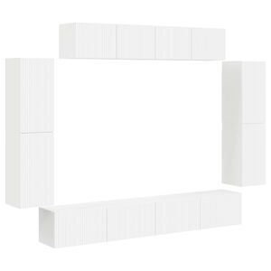 vidaXL Meuble TV 8 pcs Blanc