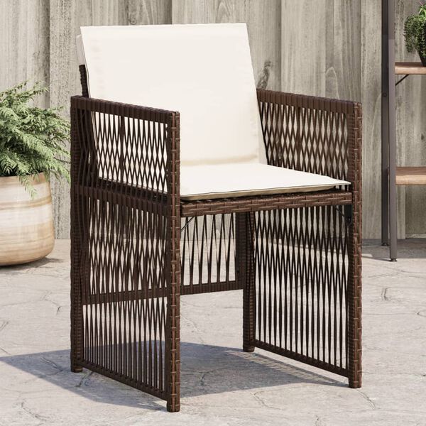 vidaXL Chaises de jardin avec coussins lot de 4 marron r&eacute;sine tress&eacute;e