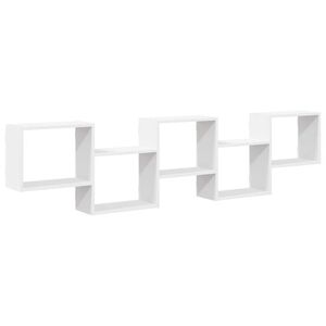 vidaXL &Eacute;tag&egrave;re cube murale 5 compartiments blanc bois d'ing&eacute;nierie