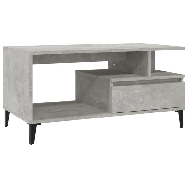 vidaXL Table basse Gris b&eacute;ton 90x49x45 cm Bois d'ing&eacute;nierie