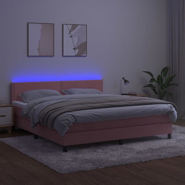 vidaXL Sommier &agrave; lattes de lit avec matelas LED Rose 180x200 cm