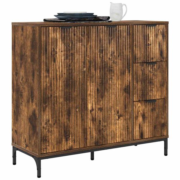 vidaXL Buffet Ch&ecirc;ne fum&eacute; 89,5 x 33 x 82 cm Bois d'ing&eacute;nierie