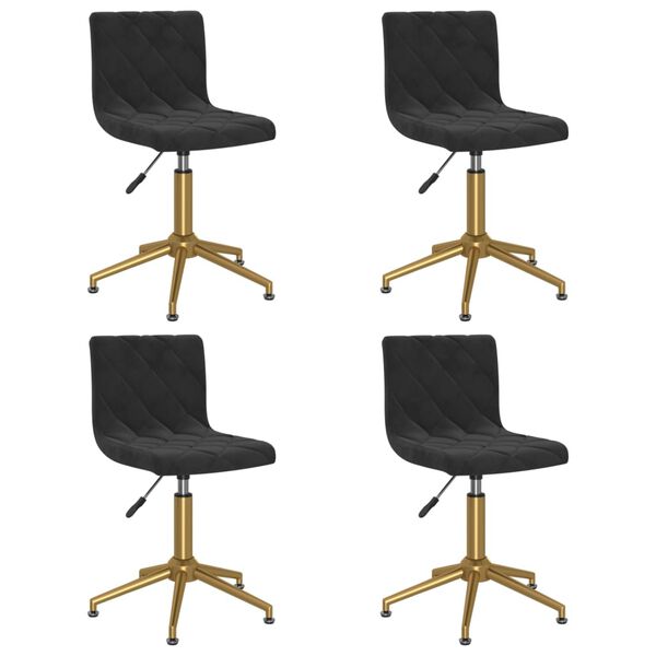 vidaXL Chaises pivotantes &agrave; manger lot de 4 noir velours