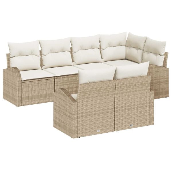 vidaXL Ensemble de canap&eacute; de jardin Beige polyrotin