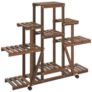 vidaXL Support &agrave; fleurs avec roues 110x25x101 cm bois massif de sapin