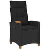 vidaXL Chaise inclinable avec plateau &agrave; th&eacute; Noir polyrotin
