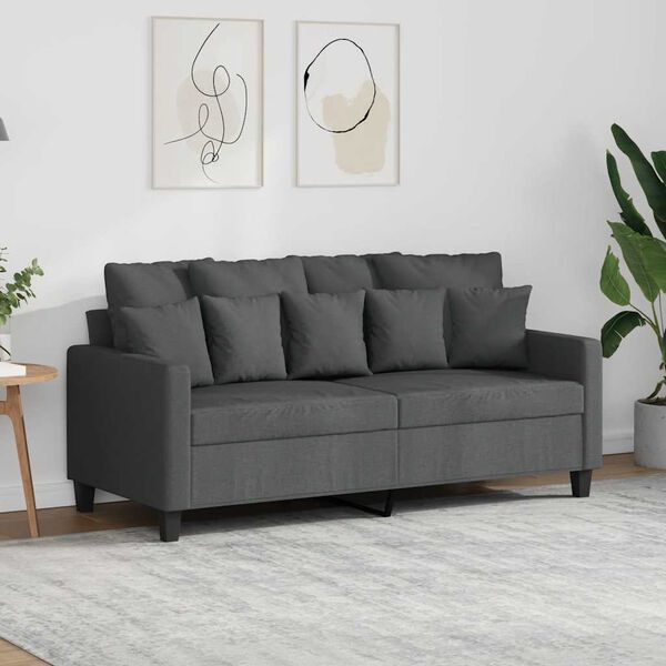 vidaXL Canap&eacute; &agrave; 2 places Gris fonc&eacute; 140 cm Tissu