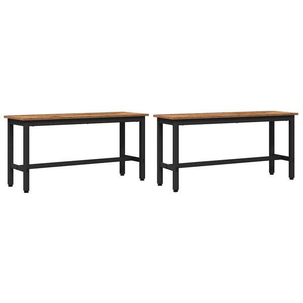 vidaXL Banc de salle &agrave; manger 2 pcs Bois ancien 100 x 32,5 x 48,5 cm