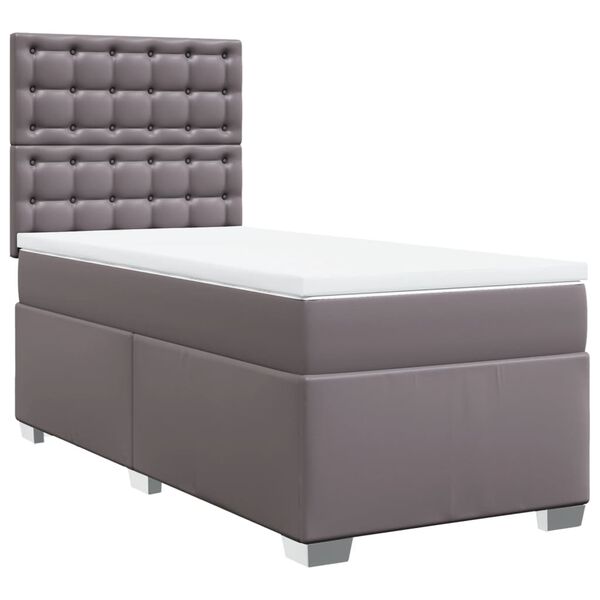 vidaXL Sommier &agrave; lattes de lit avec matelas Gris 100x200 cm Similicuir